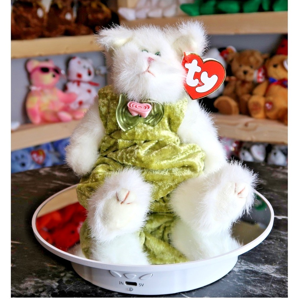 Ty Attic Treasures Katrina White Cat Plush Green Velvet Dress Vintage 1993 Tag